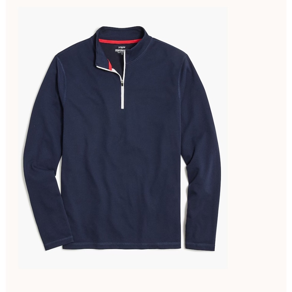 J. Crew Factory Performance Blue Waffle Knit 1/2 Zip Top Men's Size M